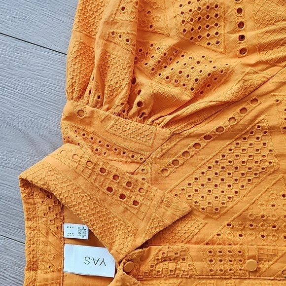 YAS Yasado Boho Alt Button Longsleeve Eyelet Collared Shirt Dress, Medium - Picture 9 of 16